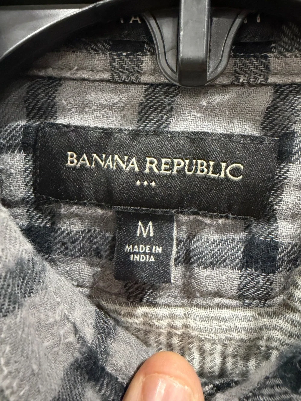 Banana Republic  Casual Button Down - Gray and black.  plaid, standard fit.  M